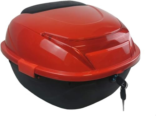 VECNUM Topcase Motorradkoffer, Top Case Box, Hinterhelm Aufbewahrungskoffer,Top Case Universal, Helmkoffer Für Roller, Motorrad, Mofa & Quad,Rot