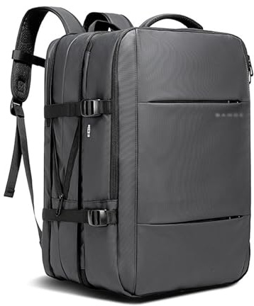 FANDARE Reseryggsäck laptop ryggsäck handbagage ryggsäck herr skolryggsäck med USB-laddningsport konvertibel duffle bag dam arbete skolväskor resor dagsryggsäck för 17 tums bärbar dator, GRÅ, L