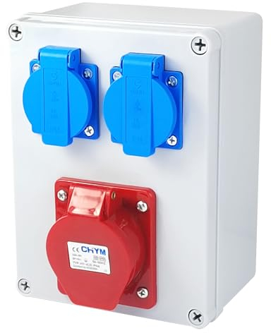 Prese Elettriche da Muro 16A 5P, con Presa Industriale 220V, Scatola di Distribuzione IP44, Interno ed Esterno Quadro Elettrico, per Usine de Machines, Chantier de Construction (1)