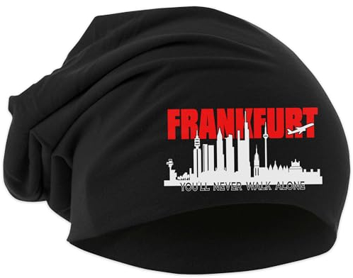 UGLYSHIRT Frankfurt Skyline Mütze | Strickmütze Frankfurt Sport Mütze Hut Logo Hat Stadt Dehnbar | Beanie