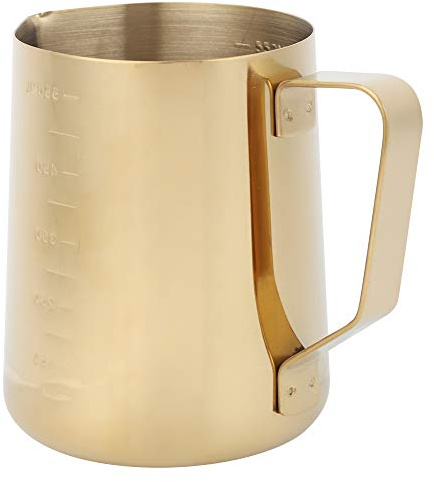 Milk Jug for Coffee Machine, Stainless Steel Milk Frothing Jug, Milk Frother Jug with Measurement Scale for Making Cappuccino Latte and Espresso (600ml)