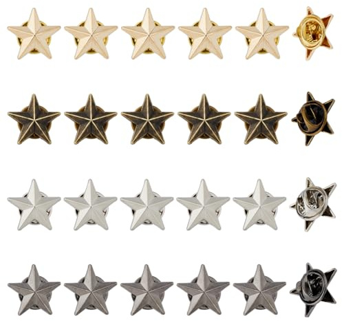 SUPERFINDINGS 24 Piezas 4 Colores Insignia Estrella Pin de Solapa Aleación Pin de Estrella del Día de los Veteranos a Granel Insignias Estrellas de 5 Puntos de Recompensa Militar Estrellas