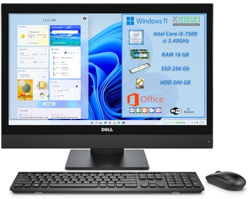 PC All in One OptiPlex 7450 | 23” Full HD, Core i5 7500, Windows 11, 16GB RAM, SSD 256GB + HDD 500GB, WIFI, HDMI IN/OUT | Ideale per lavoro e casa (Ricondizionato) (PC + Tastiera MOUSE)