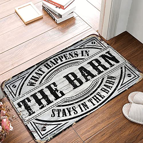 Accessoires de grotte pour homme et décoration « What Happens In The Barn Stays In The Barn » - Tapis de bar pour homme - Décoration extérieure pour porche (50 x 80 cm)
