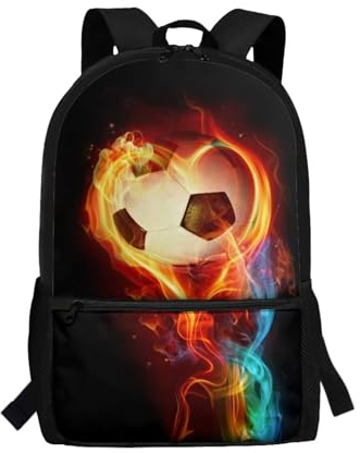Showudesigns Football Kids Backpack Boys 7-8 9-10 10-11 Middle School Bag Teens Bookbag With Water Bottle Holder 17 Inch Back Packs Children Book Bag Teenager Girls Schoolbags