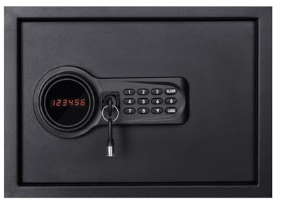 KARAT Coffre-fort en acier allié mural ou à poser au sol - Serrure à combinaison électronique - Avec pênes de verrouillage,2 clés de secours, Affichage LED (Ekati 30x38x30 cm Anthracite 10,5 kg 27 L)