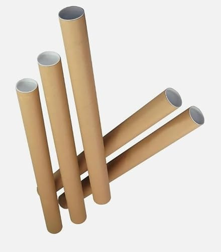 Sunrise Packaging 5 x Heavy Duty A3/A4 Postal Tubes - Size 330mm x 50mm with End Caps | Reusable Shipping & Mailing Tubes - Ideal for Posters, Art, Documents, and Blueprints