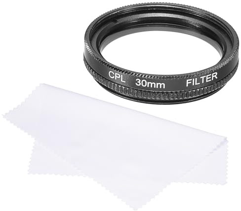 sourcing map 30mm Circular Polarizer Filter, Double Sided Multi-Layer Coatings Polarizing Filter with Cleaning Cloth for Camera Lens