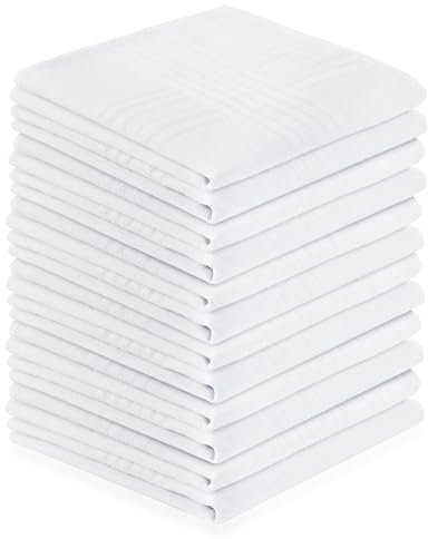 Aomig Taschentücher Damen 12 Stück Taschentücher Stoff Traditionelle Taschentuch Stofftaschentücher für Frauen Einstecktuch Weiss Kleine Handkerchief Wiederverwendbar Hochzeitstaschentuch 40x40cm