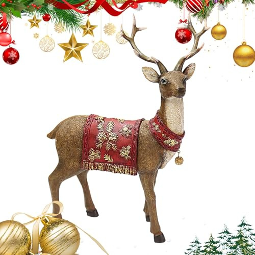 Figura di renna – Figure di cervo, decorazione per interni | Decorazione natalizia in resina, artigianato di alce natalizie, scultura di renna, giocattolo da tavolo, ornamento per soggiorno
