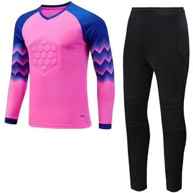 RUNQHUI Maillot de Gardien de Foot Enfant Garçon Gardien de But Football avec Pantalon Ensemble Tenue de Foot