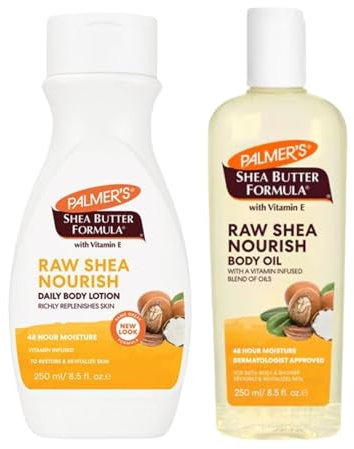GIA Online Store Shea Butter Gift Set - Compatible with Palmer's Body Lotion 250ml & Body Oil 250ml | Hydrating & Smooth Skin Care | Enriched with Shea Butter & Vanilla Scent for Dry & Sensitive Skin