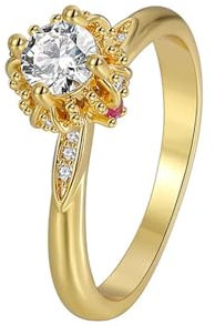 Homxi Verlobungsring Gold Ring 18K,Rund mit Moissanit Damen Ringe Eheringe Verlobungsringe Gold Größe 54 (17.2)