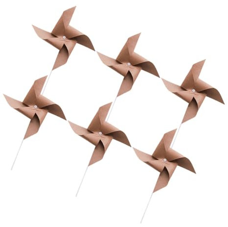 HONITANO 6piezas Molinos De Papel Vintage para Cumpleaños Decoración De Fiesta De Estilo Forestal Accesorios para Picnic y Fotografía Juguetes De Mano Divertidos