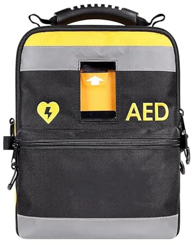 McbeAn Tragbare Defibrillatortasche, AED-Aufbewahrungstasche, Notfall-Instrumentenbehälter Mit Verstellbaren Schultergurten, Zwei-Wege-Reißverschluss Und Auffälligen Reflektorstreifen, Für Zuhause