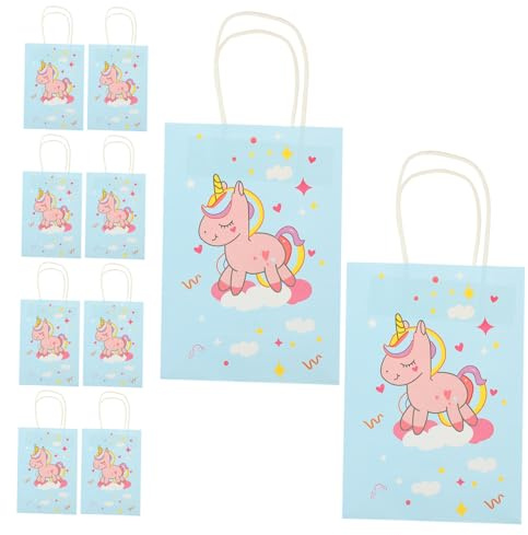 VILLFUL 12pezzi Sacchetti Regalo Con Manici Stampa Unicorno Per Candy Bar Compleanno Feste Ragazza Sacchetti Per Regali