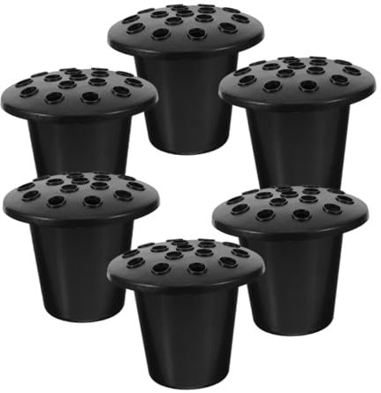 MOTHNUR 6pièces Lot De Vases Commémoratifs Plastique Pour Tombe Support Fleur Base Lotus Noire Pour Décoration Cimetière Et Arrangement Floral