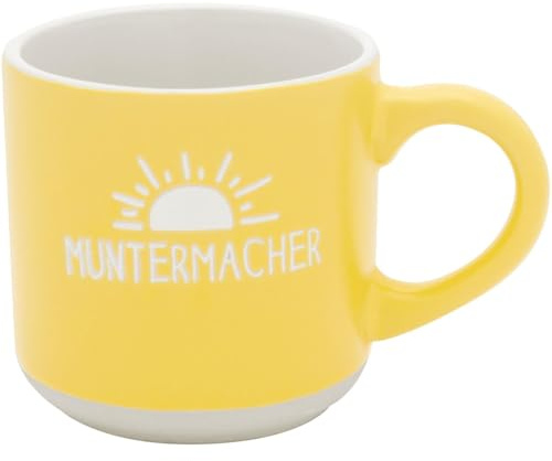 Gruss & CO Espresso Cup with Engraving Muntermacher | Mini Mug Made of Stoneware, 10 cl, Cup with Gift Bandole | Gift Friends, Birthday | 74651