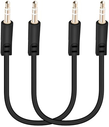 GELRHONR 3,5-mm-zu-3,5-mm-Audiokabel 0,5 ft, TRS 1/8-Stecker-zu-Stecker-Aux-Kabel für Kopfhörer, Headsets, Lautsprecher, Laptops, Telefone, Autoradios 2er-Pack