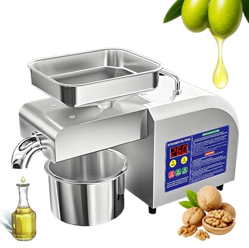 Extracteur d’huile automatique Z5 1100W | Presse à huile électrique en acier inoxydable | Double pressage à froid et à chaud | Pour noix,graines,sésame,cacahuète, Domestique&professionnel
