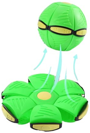 Pelota Saltarina Niños Gracioso Metaball Mágico, Platillo Volador Magic Metaball con 6 Luces, Children's Bouncing Ball para Interacción Entre Padres E Hijos (A02-Verde(Versión sin luz))