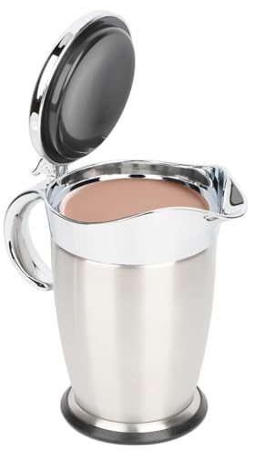 Salsiera termica in acciaio inox, 750 ml, ciotola per salsa a doppia parete, con coperchio pieghevole e manico, per salsa alla vaniglia, crema e latte maionese