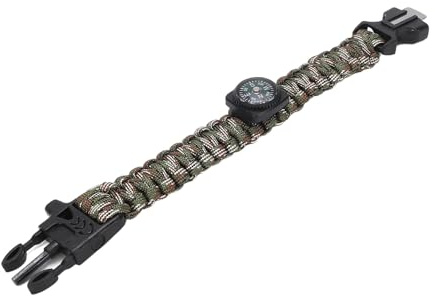 Walmeck Pulsera de Supervivencia con Iniciador de Fuego, Brújula y Silbato para Acampar, Hacer Caminatas y Hacer Mochileros.Pulsera Paracord Emergencia para Exteriores con 3 (3 Piezas)