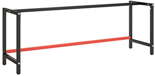 Mokuyary Telaio per banco da lavoro, nero opaco e rosso opaco, 220 x 57 x 79 cm, in metallo, per banco da lavoro, tavolo da lavoro e credenza