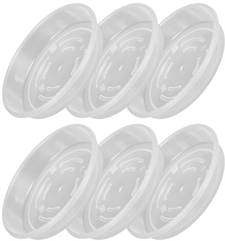 WRITWAA 6 Platillos Transparentes de Plástico para Plantas, Bandejas de Goteo Redondas para Macetas de Interior, Bandejas Colectoras de Agua para Jardinería, Accesorios Duraderos