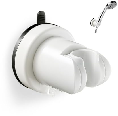 HMCEY Soporte Alcachofa Ducha Ventosa,Sujeta Alcachofa Ducha Pared Sin Taladro,Soporte Cabezal Duchas de Baño Universal,Shower Head Holder para Fijar y Ajustar Los Cabezales de Duchas - Blanco