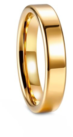 Whoiy volframring par, förlovningsringar guld 4 mm/6 mm/8 mm enkel och simpel modeaccessoar bröllopsringar polerade partnersmycken Storlek 49-72, 60 (19.1), Volframkarbid, Ingen ädelsten