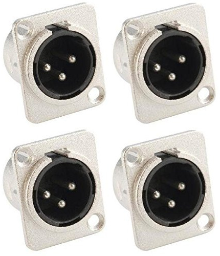 Adam Hall Connectors 7838-4er Set XLR-Einbaubuchse male/männlich 3-pol D-Typ silber Einbaustecker