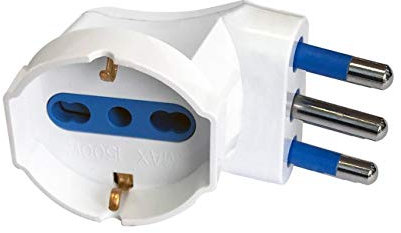 Adattatore riduttore angolare spina 16A presa trivalente 10 16A + schuko salvaspazio, bianca