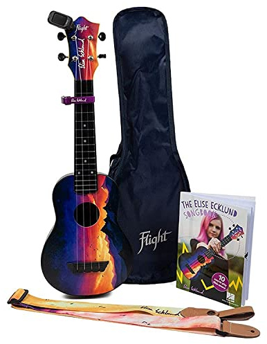 Flight Ukeleles Flight Tus-EE Sunset Pack Elise Ecklund Signatur Reise-Sopran-Ukulele, ABS, mehrfarbig, Einheitsgröße, mehrfarbig, One size