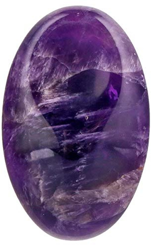 mookaitedecor 2 Stück Poliert Handschmeichler Stein Daumen Sorgenstein | Oval Amethyst Kristall Handschmeichler Daumenstein Palmstein für Stress Meditation Kristalltherapie