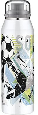 alfi KIDS ISO BOTTLE 500ml, goal, borraccia per bambini in acciaio, ermetica con chiusura a vite, tiene caldo per 12 ore, freddo per 24 ore, per bevande gassate, anti-impronte, senza BPA