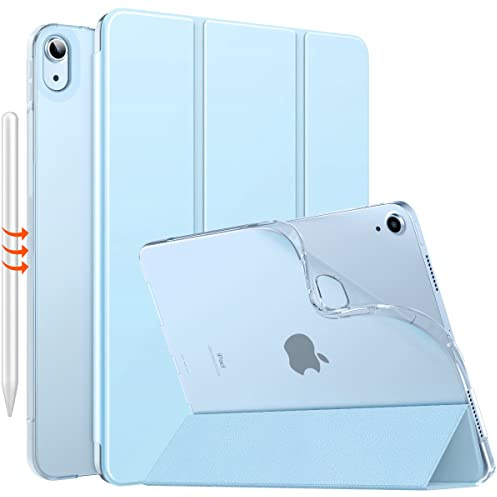 Moko Hülle für iPad Air 11 Zoll M4/M3/M2 (2026/2025/2024), Himmelblau | für iPad Air 5./4. Gen 2022/2020 10,9 Zoll Dünn Ständer Schutzhülle mit Weicher TPU-Rückseite PU Leder Auto Schlafen/Wachen