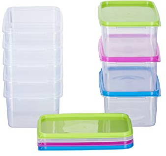 MiraHome Gefrierdosen 8x0,5L rechteckig bunt – Vorratsdosen mit Deckel luftdicht – Transparente Frischhaltedosen mit Deckel – Aufbewahrungsbox Küche für Mealprep & Organisation – Austrian Quality