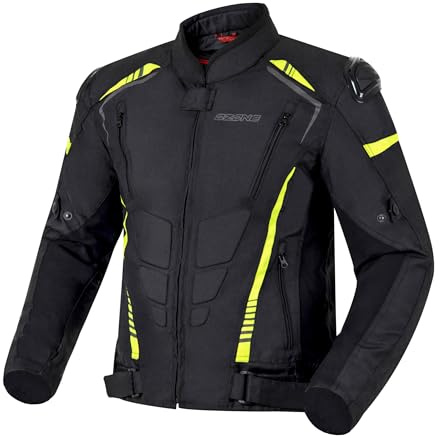 OZONE MOTO Pulse Motorradjacke Herren | Ellbogen und Schultern Protektoren | Abnehmbare Wasserdichte Membran | Abnehmbare Thermofutter | Schulterschleifer | 3 Belüftungskanäle | Größen bis 7XL