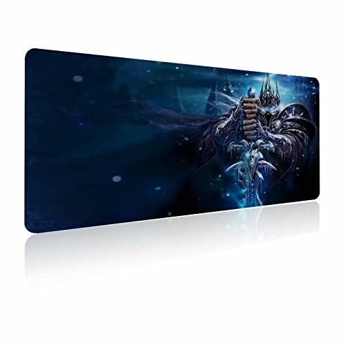 Musmatta XXL Lich King, extra stor spelmusmatta laptop skrivbordsmatta, halkfri gummibas, sydda kanter, slätt tyg, datortangentbord och möss kombinationskuddar 31,5 x 15,7