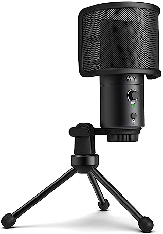 FIFINE Mikrofon PC Kondensator, Typ A/C USB mikrofon für MAC PS4 PS5, Microphone mit Ständer, Popfilter, Stummschalttaste, Kopfhöreranschluss