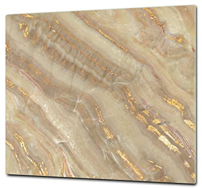 Cutting Board and Cooktop Cover - Impact & Shatter Resistant Glass; Measures: Single: 60 x 52 cm; Double: 2 x 30 x 52 cm; D21 Marbles 1 Series