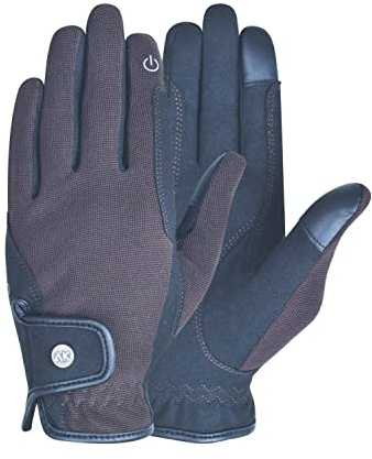 AK Fine Tech Micro Suede All-Season Horse Riding Gloves Breathable Multifunctional Equestrian Gloves for Men & Women AKRS-8484 (Brown, XS)