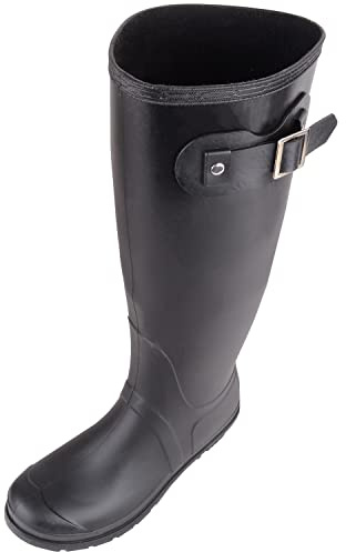 ABSOLUTE FOOTWEAR Stivali da pioggia da donna, impermeabili, invernali, con fibbia, Nero , 40 EU