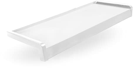 Seiletech.de Appui de fenêtre en aluminium | 90 cm | Blanc | Profondeur : 20 cm | Résistant aux intempéries | Avec revêtement en PVC | rebord | Extérieur