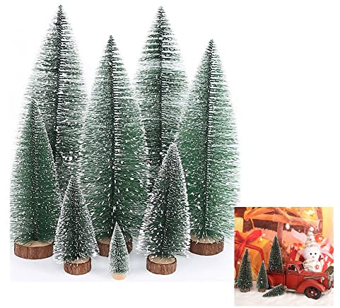 8 Stück Mini Grün Tannenbaum Künstlicher Weihnachtsbaum Miniatur Klein Tannenbaum Tischdeko Christmasbaum Schnee Effek Mini Weihnachts Baum Dekoration Geschenk Tischdeko, DIY, 10/15 /20 cm