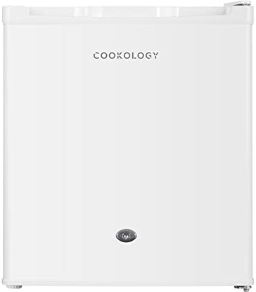 Cookology 42L Mini Fridge with Lock and Chiller Box, Reversible Door, Adjustable Temperature Control, Small Countertop Design - White
