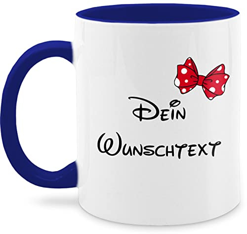 Tasse Tassen 325ml - Aufdruck selbst gestalten - Wunschtext mit Schleife I - 325 ml - Dunkelblau - girlfriend mugs custom mug personalisierte freundin glühweintassen text paartassen
