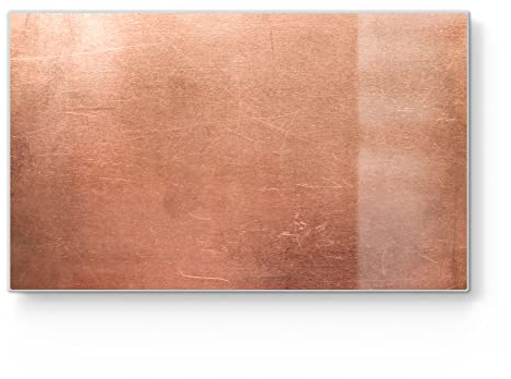 DEQORI Frühstücksbrett Glas | klein 23x14 cm | Motiv Kupferplatte mit Kratzern | Design Schneidebrett für Küche | Frühstücksbrettchen antibakteriell & rutschfest | Glasplatte & Servierplatte