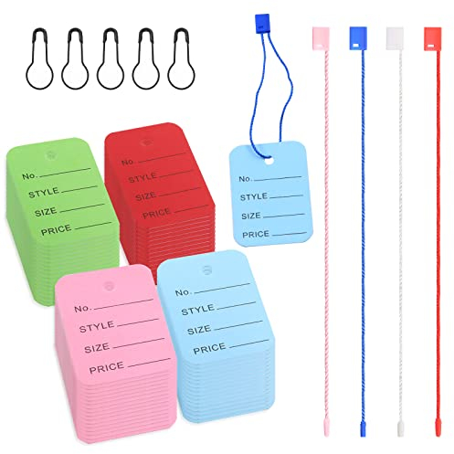 Glarks 1300 Stück Preisschilder mit Aufhängeschild-Schnüren und Druckknopfverschluss-Nadeln, Schlaufenverschluss, Hakenbänder, Markierungsetiketten, blanko Papieranhänger, Display-Etiketten